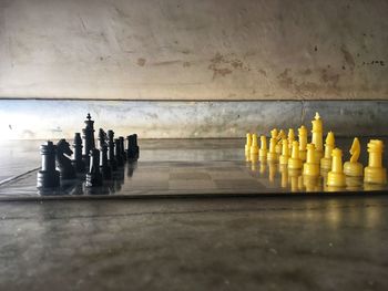 Row of chess on table