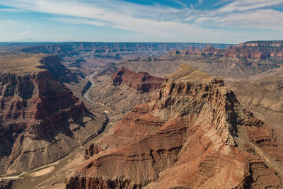 Aerial view of landscape against cloudy sky