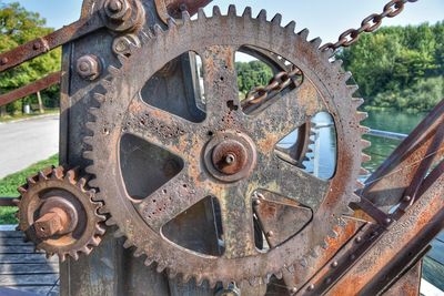 Close-up of rusty machine part