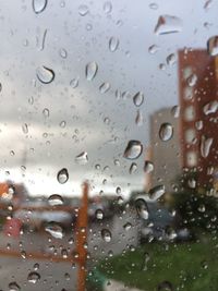 Close-up of water drops on glass