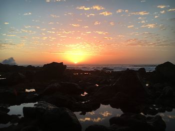 Scenic view of sea against dramatic sky