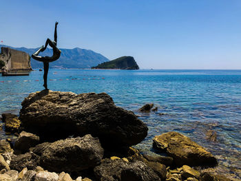 Scenic view of sea against clear sky