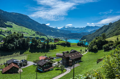 Landscape at lake lungern, switzerland