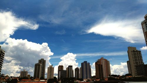 View of cityscape against cloudy sky