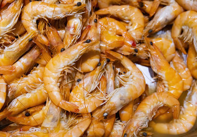 Full frame shot of shrimp for sale in market