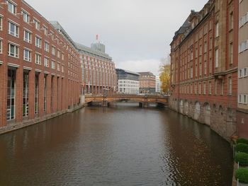 Canal amidst buildings against sky in city