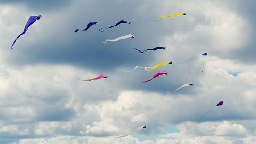 Low angle view of kite flying in sky