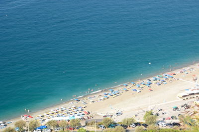 High angle view of people on beach