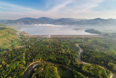 High angle view of landscape against sky