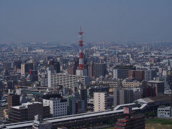 Cityscape against clear sky