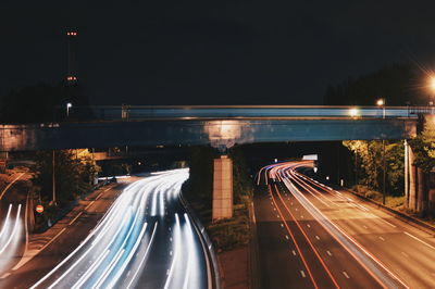 Light trails on highway at night