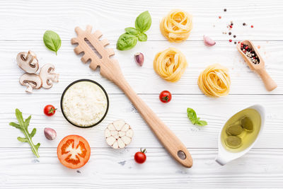 High angle view of food on table