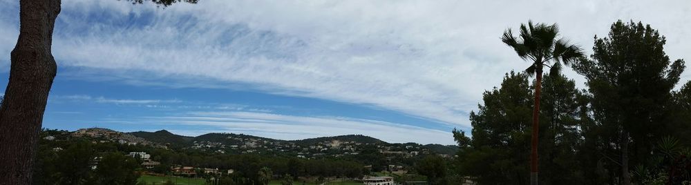 Scenic view of mountains against cloudy sky