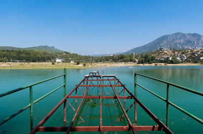 Scenic view of sea against blue sky