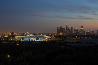 Illuminated city at night