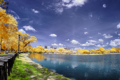 View of river against cloudy sky