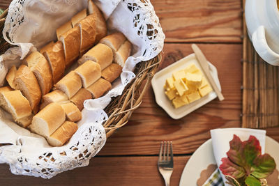 High angle view of food on table