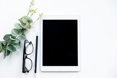 Directly above shot of white rose on table