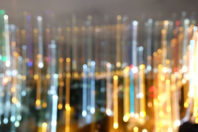 Defocused image of illuminated lights at night