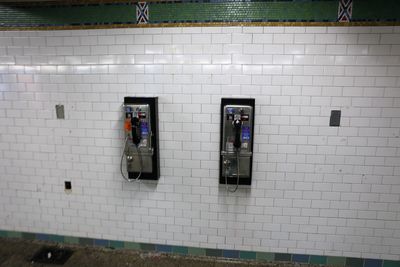 Close-up of telephone booth