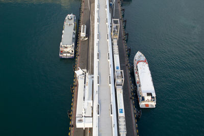 High angle view of ship on sea