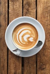 Directly above shot of cappuccino on table