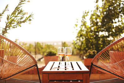 Empty chairs and tables in restaurant