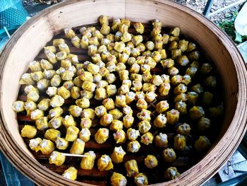 High angle view of chinese dumplings for sale in market