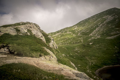 Scenic view of rocky mountains against sky