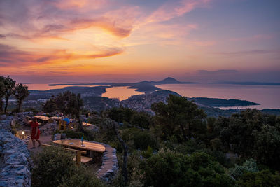 Scenic view of mountains against sky during sunset