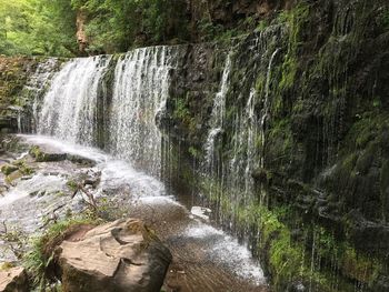 Scenic view of waterfall in forest