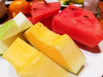 Close-up of fruits in plate