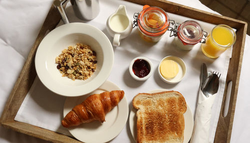 High angle view of food on table