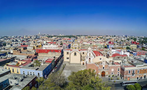 High angle view of townscape against sky