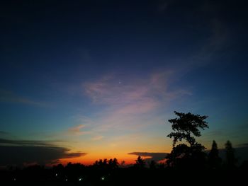 Low angle view of silhouette trees against sky during sunset