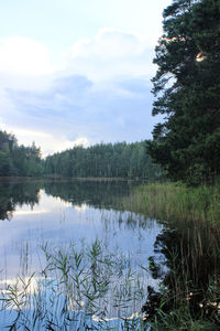 Scenic view of lake against sky