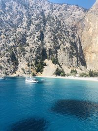 Scenic view of sea against mountain