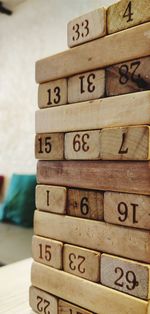 Close-up of stack of firewood