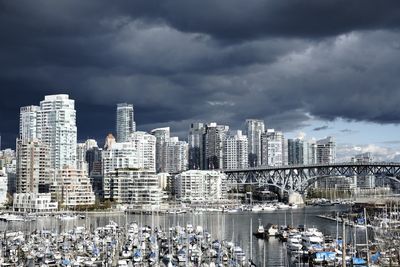 Modern buildings against sky in city