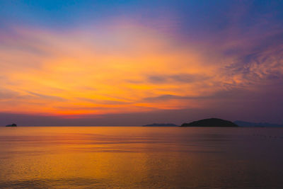 Scenic view of sea at sunset