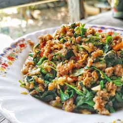 Close-up of meal served in plate