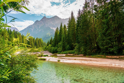 Fischlein valley in the dolomites during rain, italy.