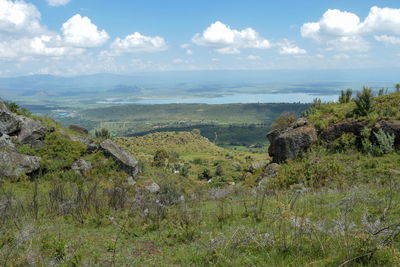 Lake elementaita seen from table mountain in aberdare ranges, kenya