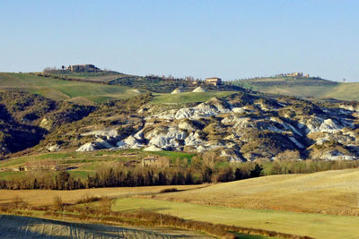 Scenic view of landscape against clear sky