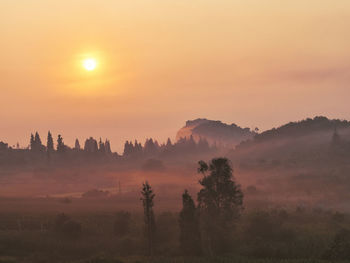 Scenic view of landscape against sky during sunset