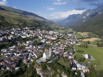 Aerial view of townscape against sky