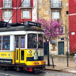 View of street and buildings at railroad station