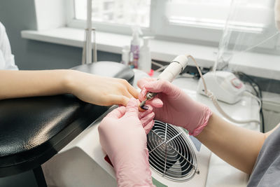 High angle view of woman working