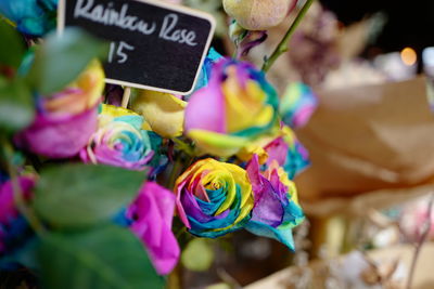 Close-up of multi colored flower for sale in market