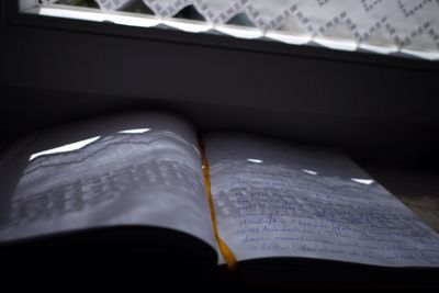 Close-up of book on table